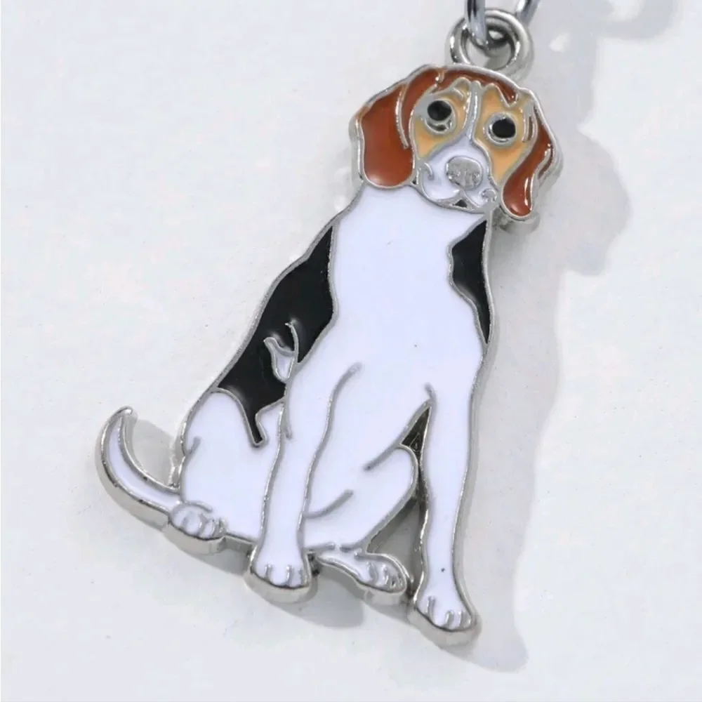 Silver and Red Dog Keychain